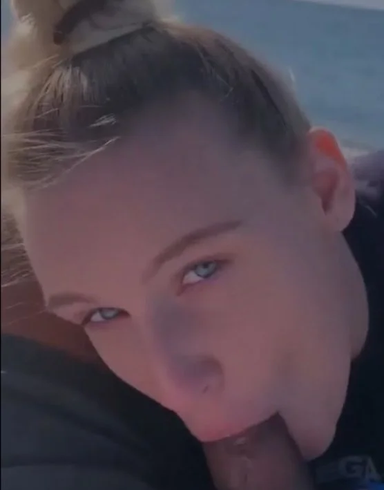Beautiful british bitch gives head on the beach main image