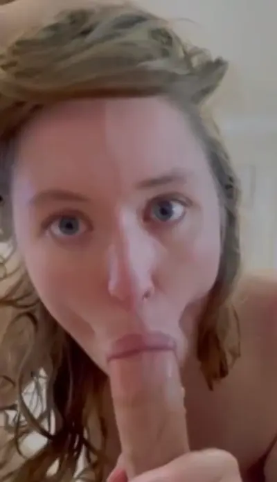 Beautiful with with big tits gives passionate blowjob cover image