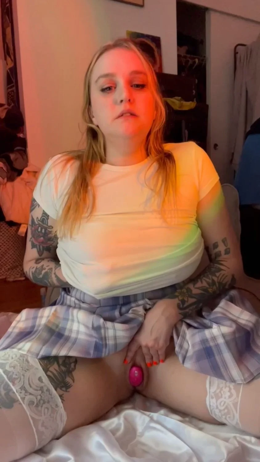 Shy snowbunny schoolgirl shows you her new toy image 4