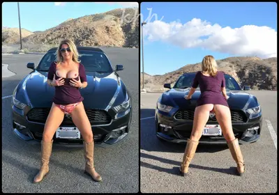 Wife poses with Mustang cover image