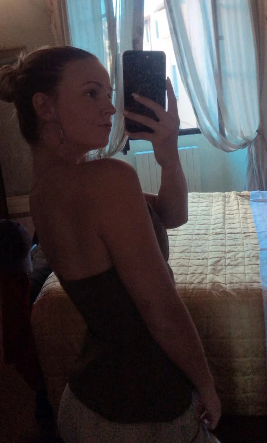 Sexy thick tan blonde college girl teasing mirror selfies image 19