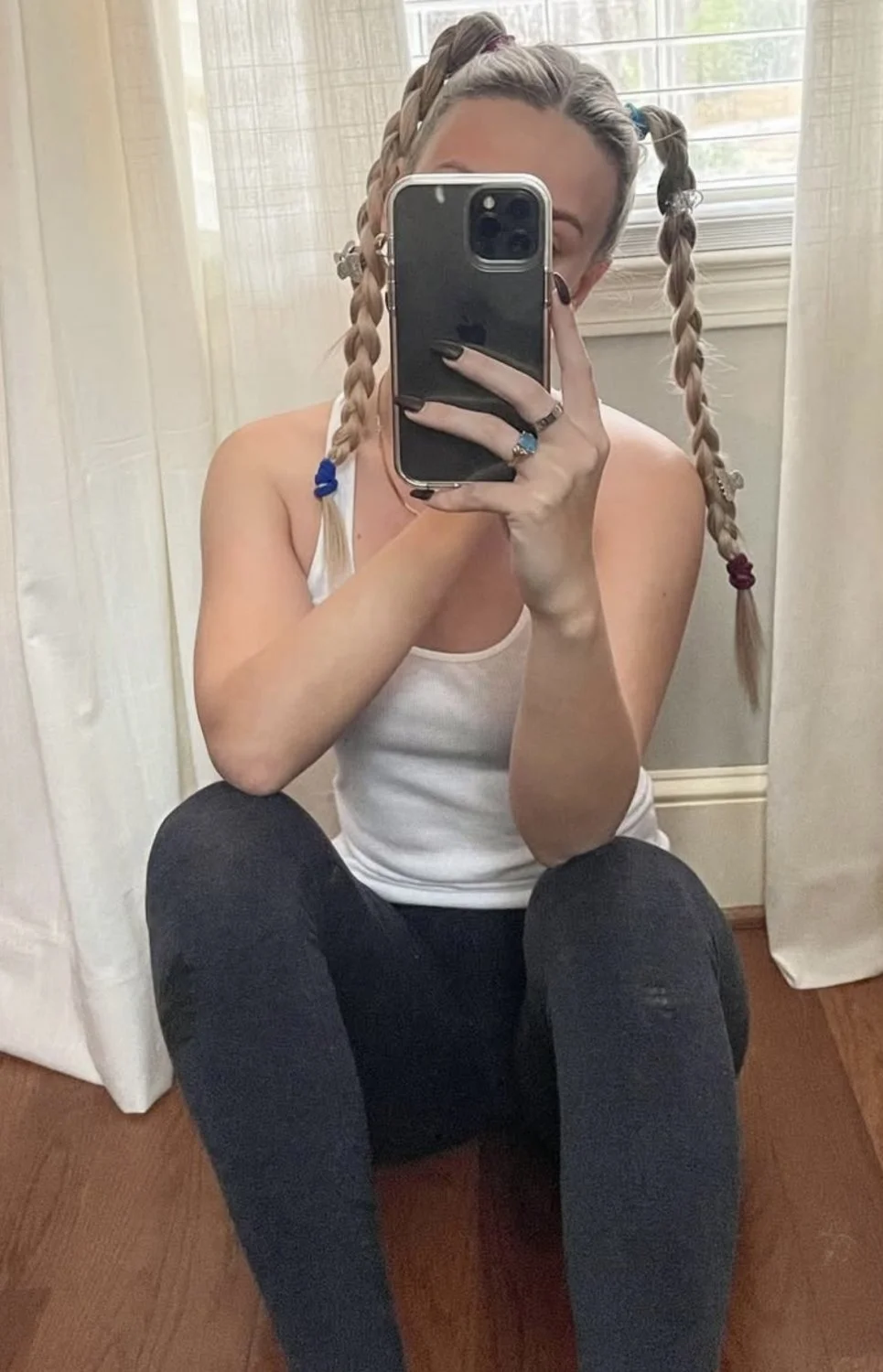 Sexy thick tan blonde college girl teasing mirror selfies image 5