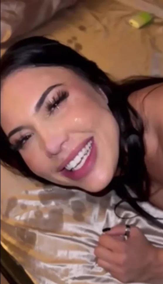 Beautiful brunette slut got facial main image