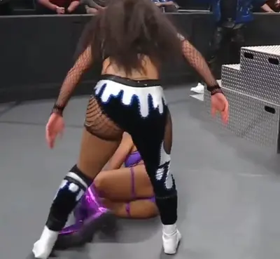 Pro wrestler gets a wardrobe malfunction during show cover image
