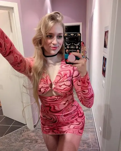 cute blonde with a sexy body cover image