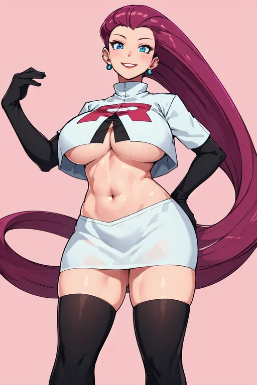 Team Rocket Jessie plays with her fuck machine image 8