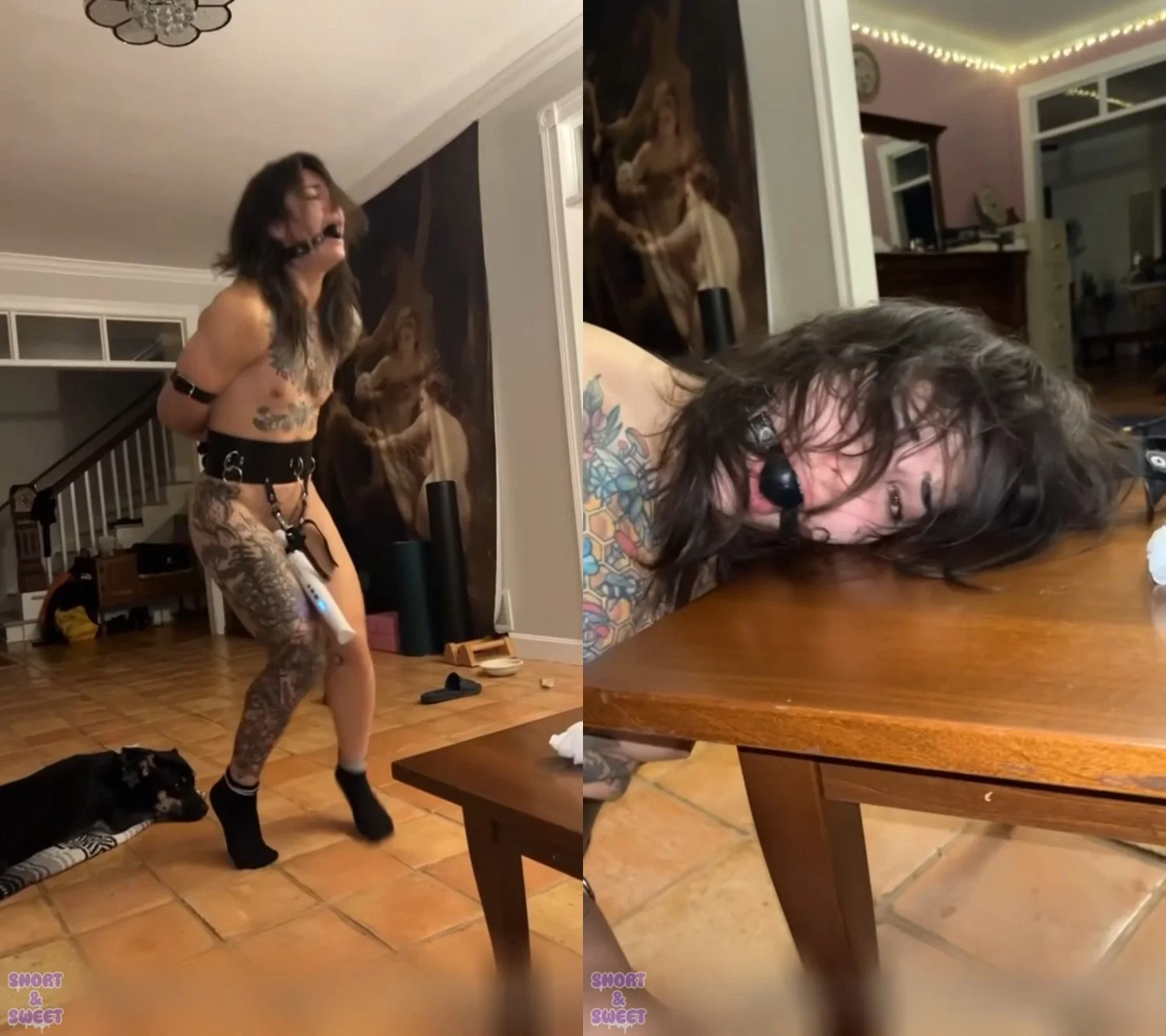 Bound And Made To Cum On Vibrator | amateur masturbating bdsm gag orgasm tattoo main image