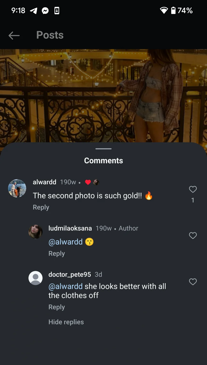 Lot of hot comments on her IG image 16
