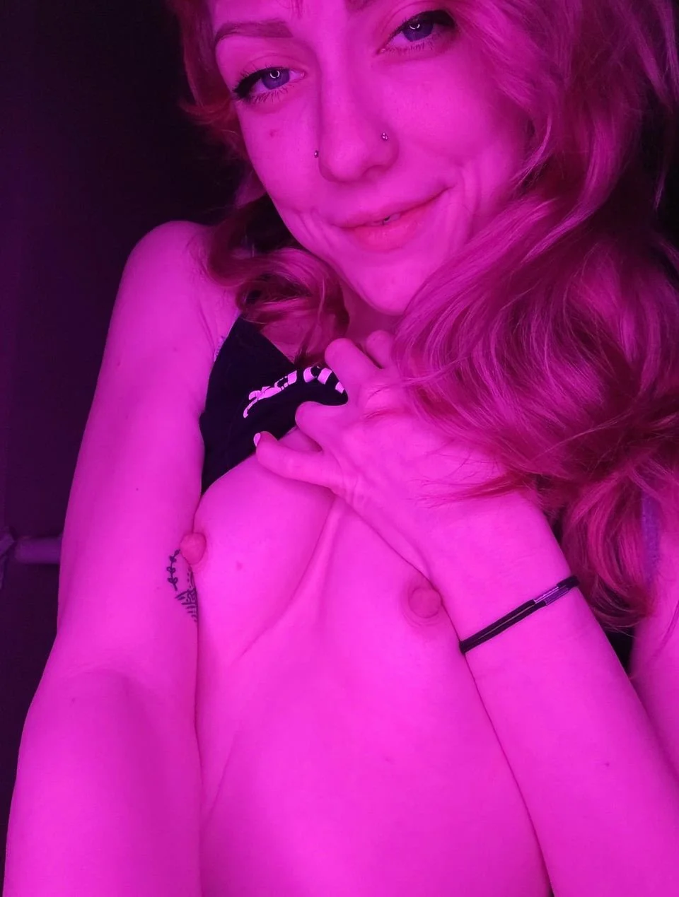 Cute pink hair girl shows her petite tits and cute ass image 10