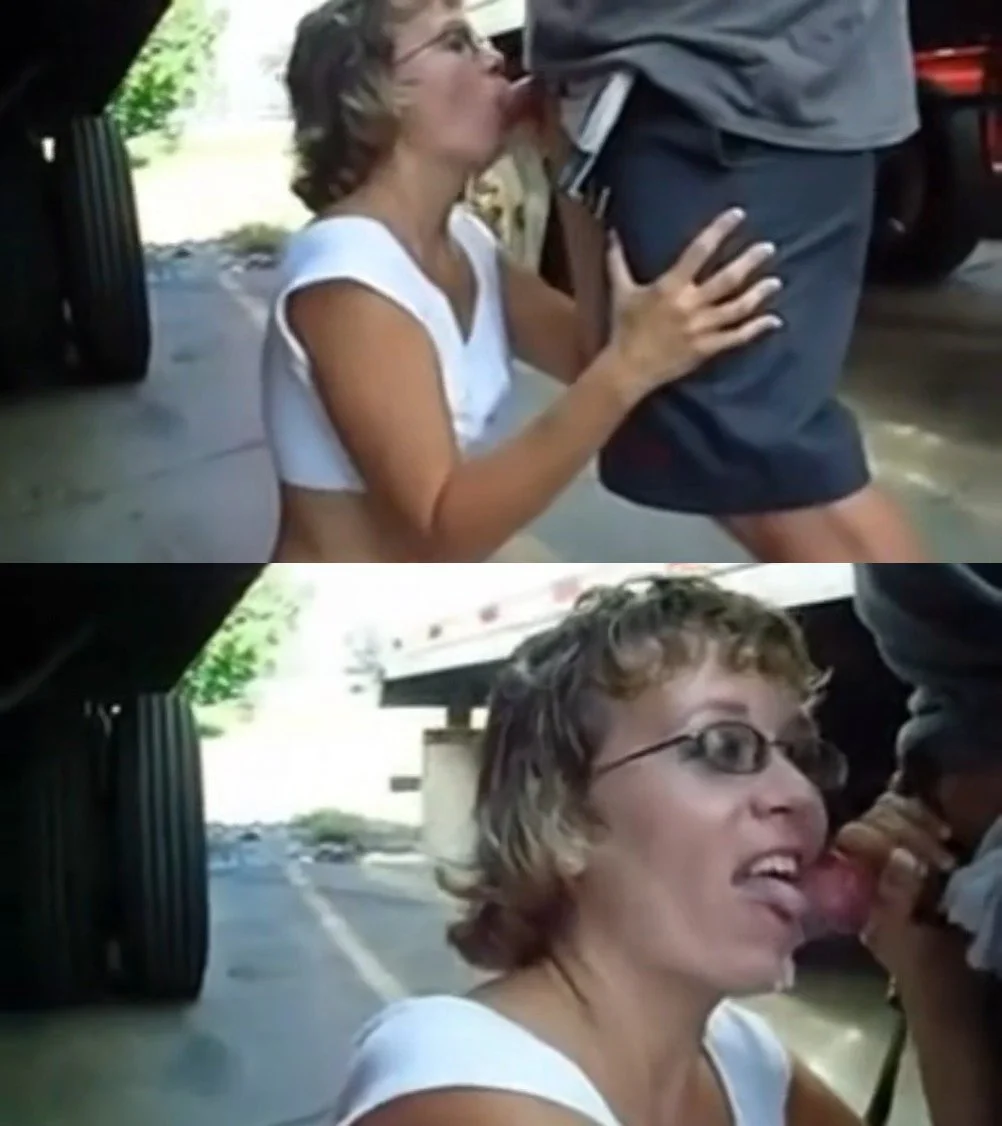 My Slut Wife Sucking A Trucker | amateur public milf mature blowjob dogging cumslut cumshot image 1