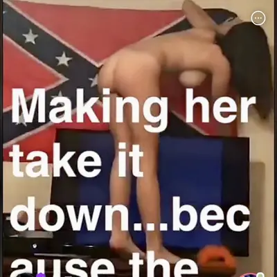 Made her take down her father’s flag while they fucked in his racist bed cover image