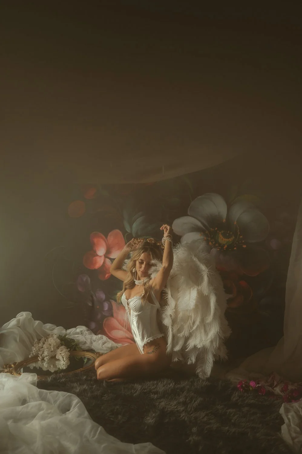 Busty blonde angel boudoir main image