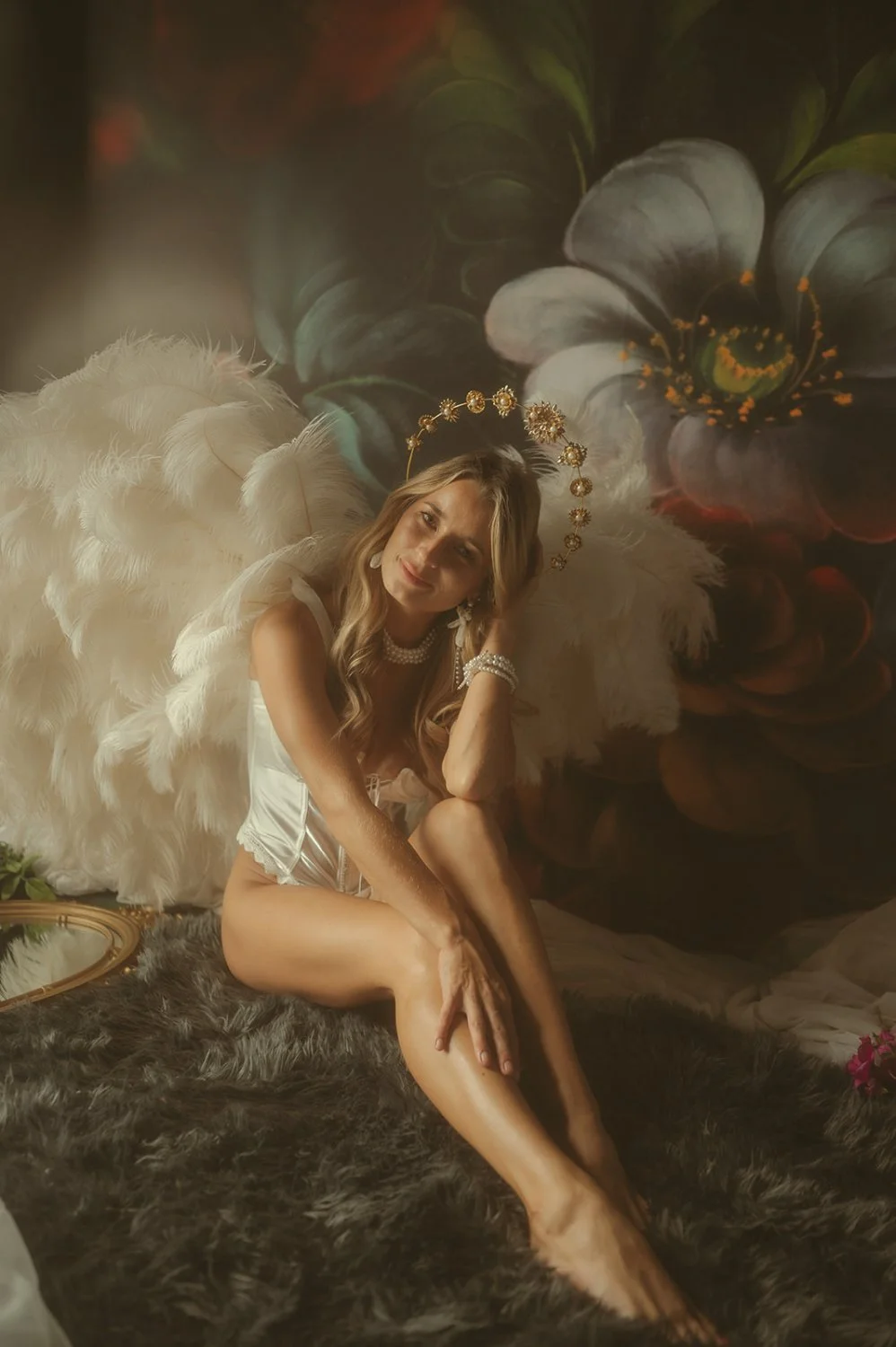 Busty blonde angel boudoir image 10