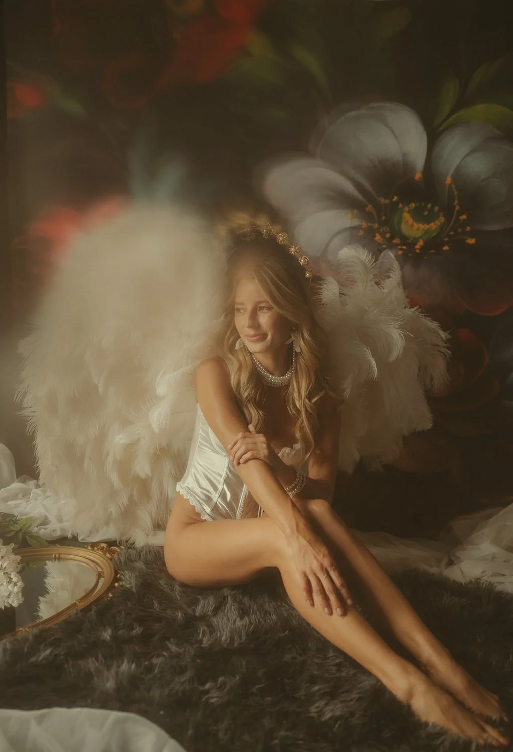 Busty blonde angel boudoir image 11