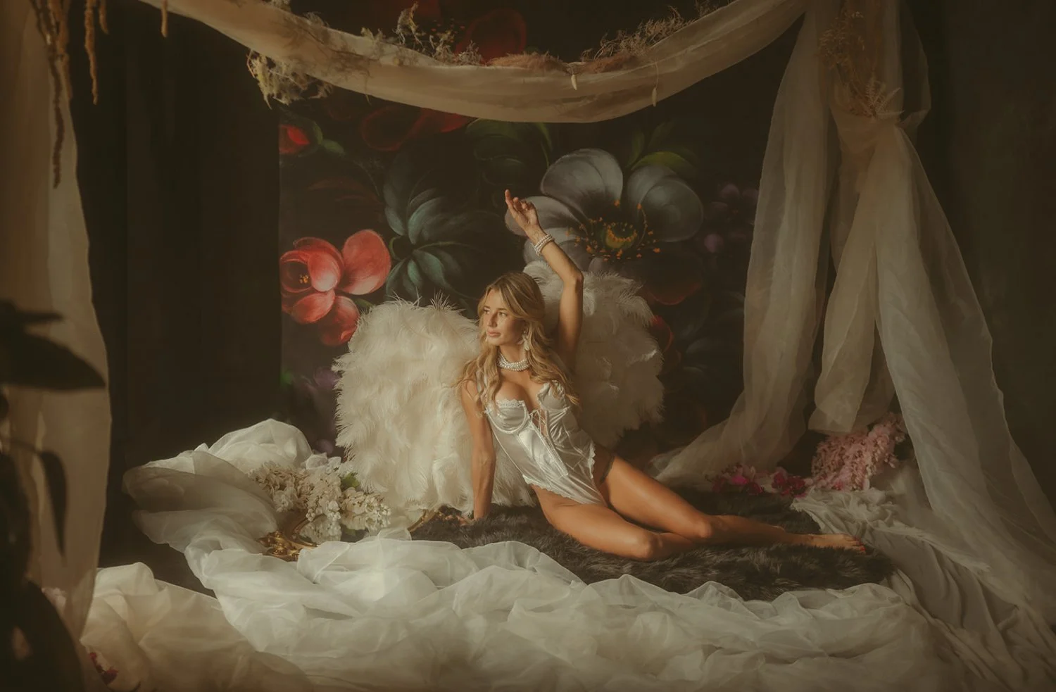 Busty blonde angel boudoir image 2