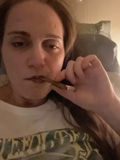 Dumb whore Ashley licks her dirty bathroom floor cover image