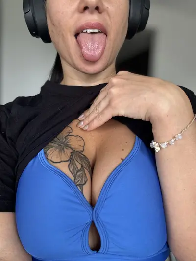 I want to feel your tongue running up my abdomen towards my huge tits cover image