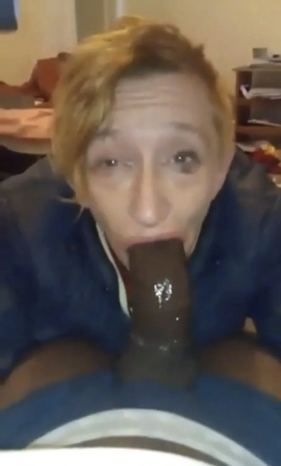 Old toothless crackhead whore giving a gumjob deep-throat and rim job to a nasty BBC. image 16