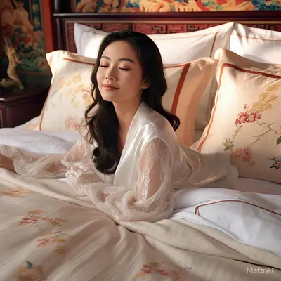 Asian girl posing in bed by meta ai cover image