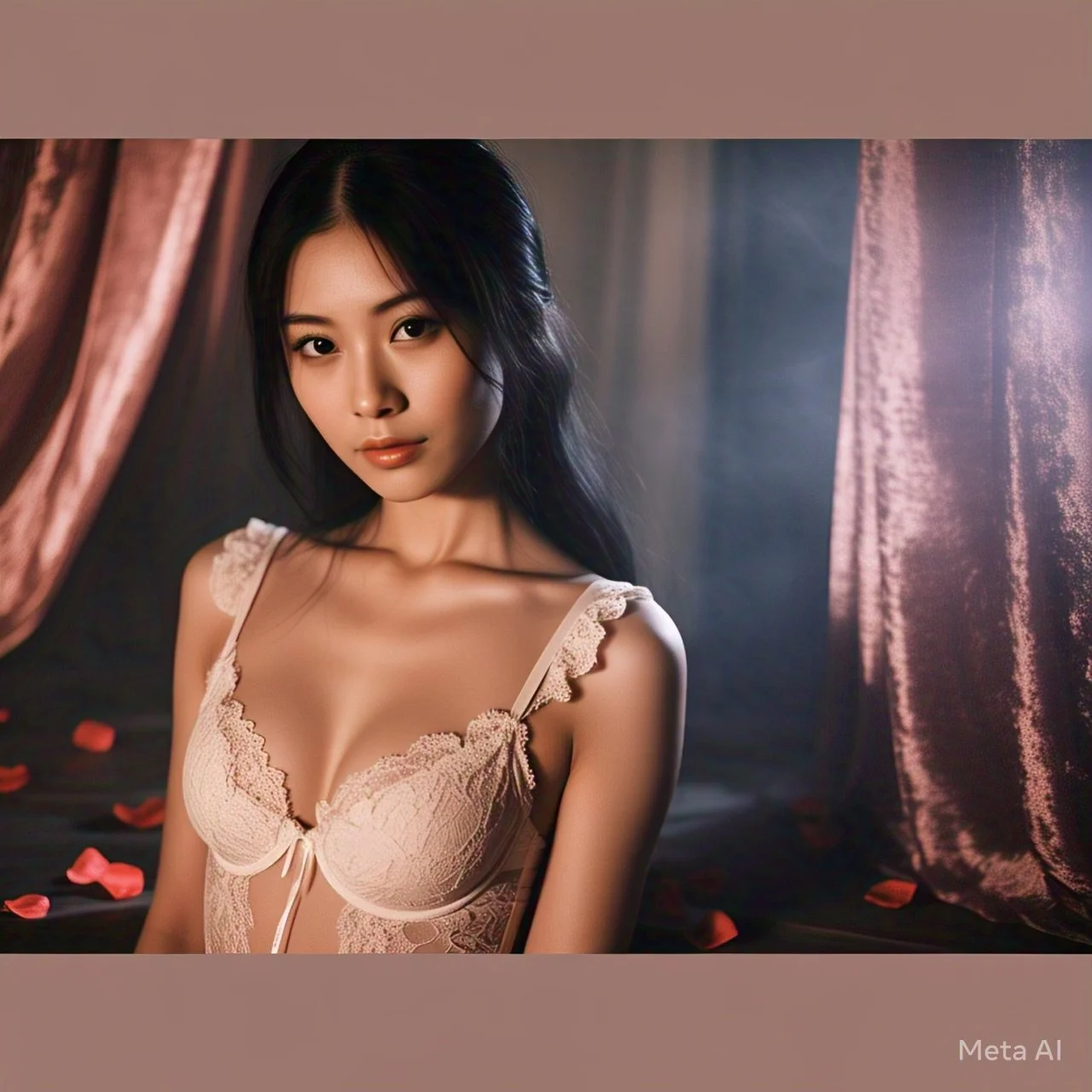 Asian girl posing in bed by meta ai image 3
