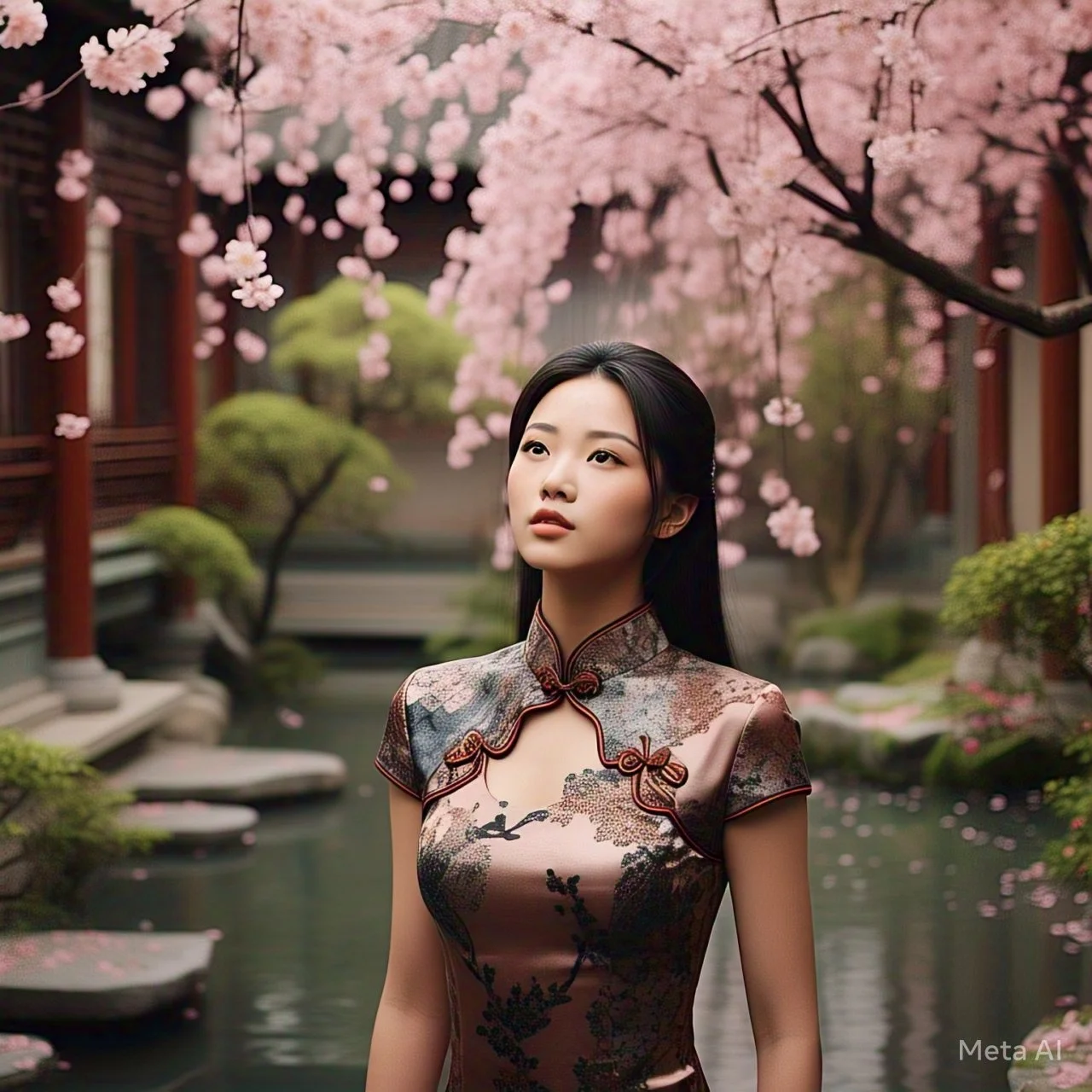 Asian girl posing in bed by meta ai image 6