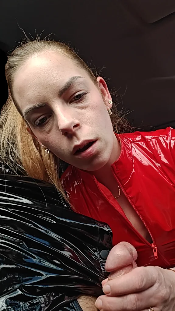 Fucking GF in car in public in pvc catsuit image 17