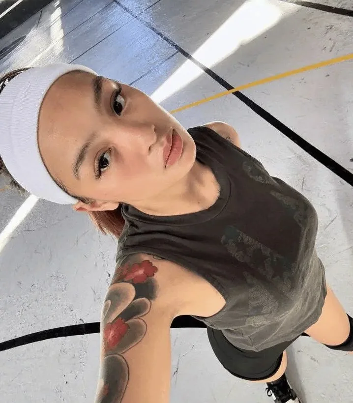 Tatted Asian shower masturbation solo image 3