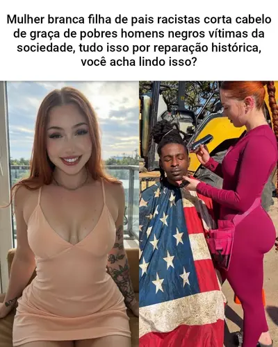 Mulher branca corta cabelos de graça de negros por reparação histórica cover image