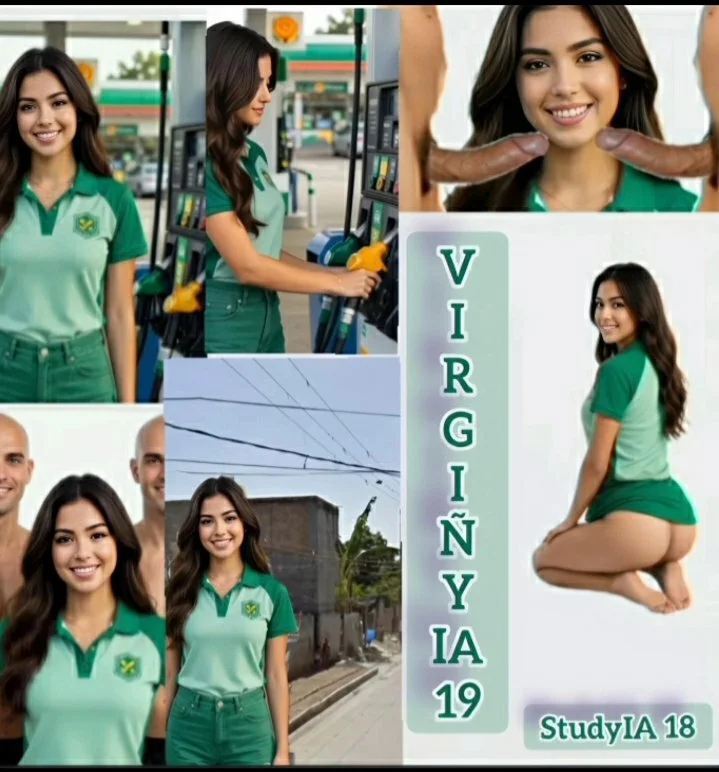 VirginyIA 19/Frentista novinha do posto, putaria após expediente fode com 2 /IA Fake,ficção,não real main image