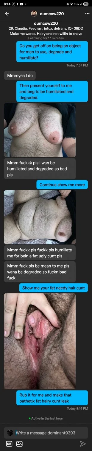 Dumcow220 desperate fat ftm fucktoy is desperate for attention main image