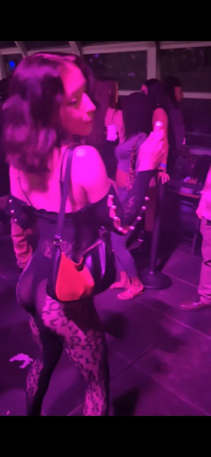 Hot skinny brunette at the club in sexy outfit 🥵🍑🔥 image 5