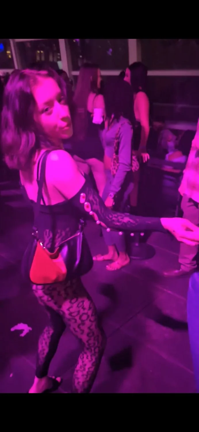 Hot skinny brunette at the club in sexy outfit 🥵🍑🔥 image 6