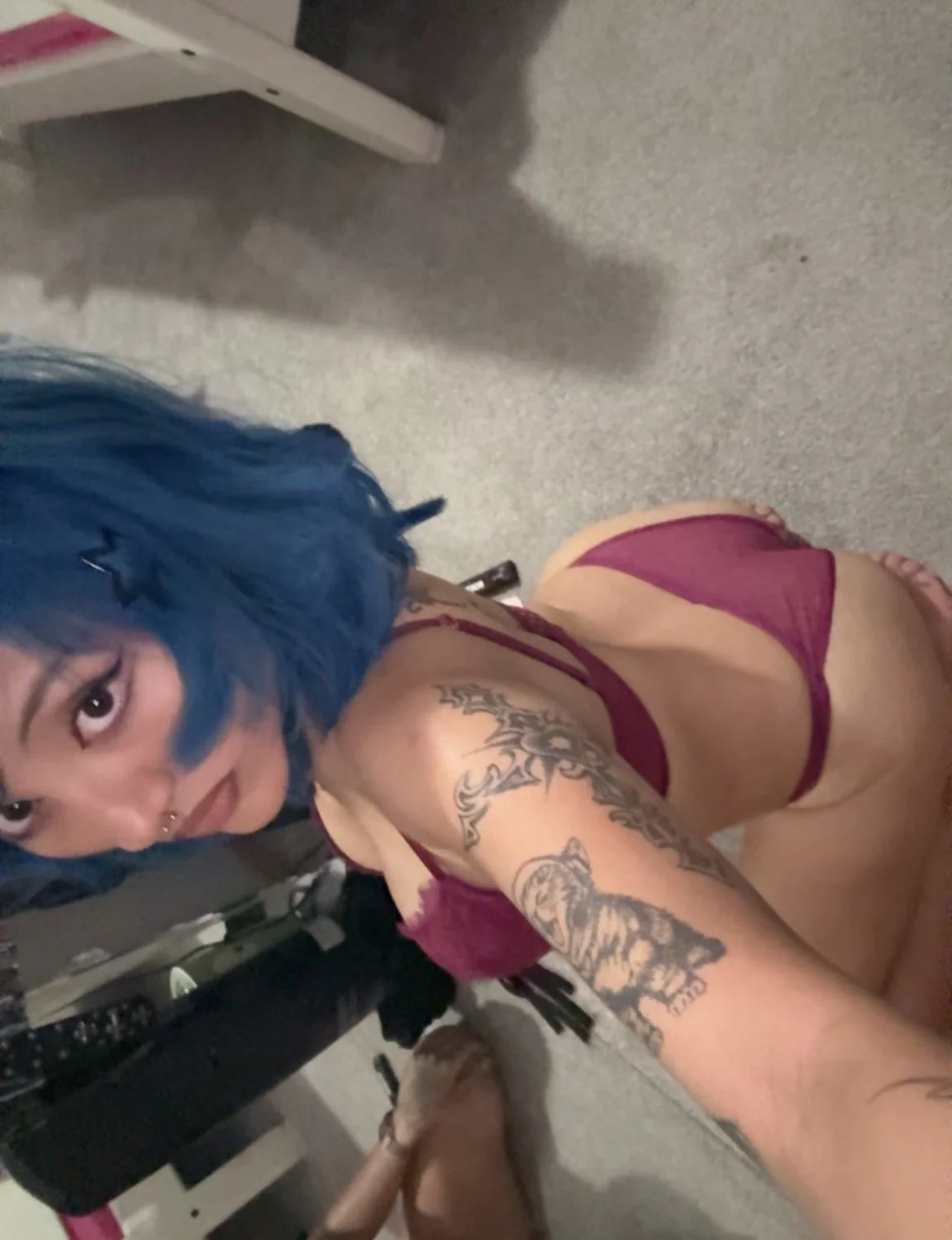 Tatted Goth teen with huge tits image 2