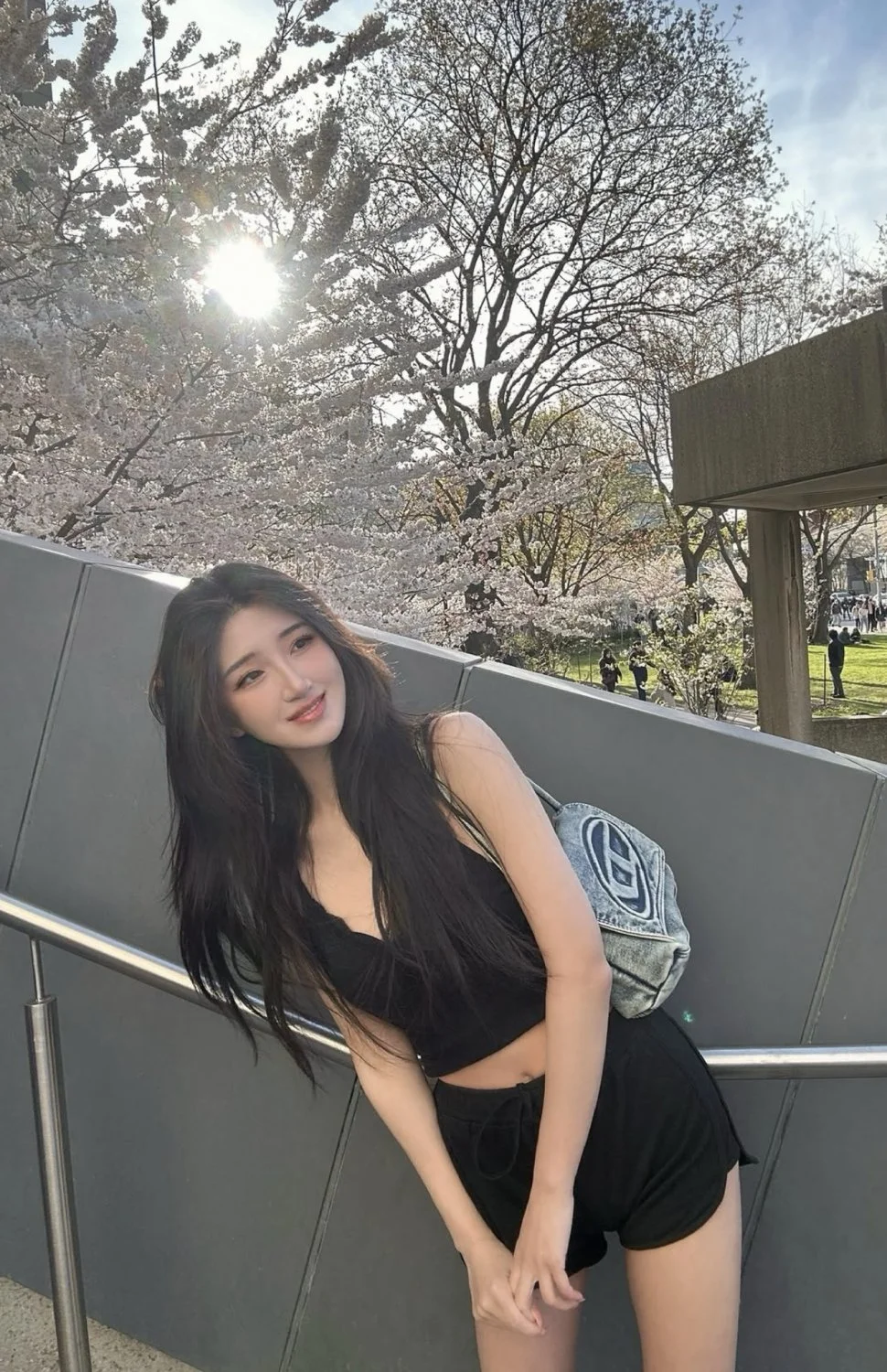 Cute Chinese Asian outdoor with sexy legs image 2