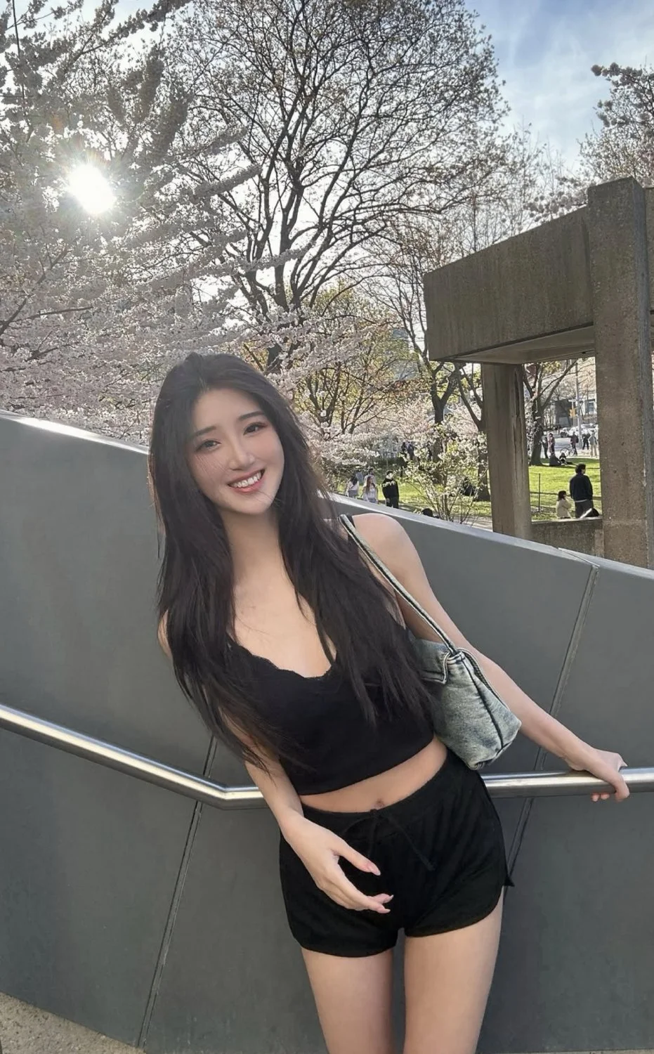 Cute Chinese Asian outdoor with sexy legs image 3