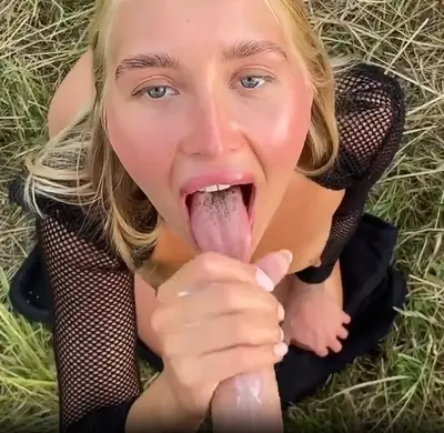 amazing outdoor blowjob from blonde cutie cover image