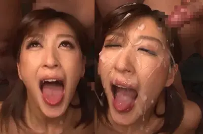 Happy Japanese MILF Gets Splattered With Bukkake Cum Ropes cover image