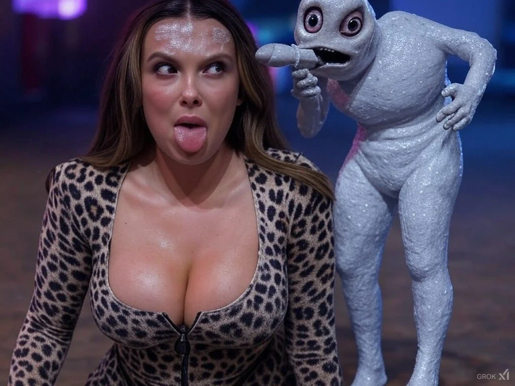 Celebrity Millie Bobby Brown ai cum slut fakes image 10