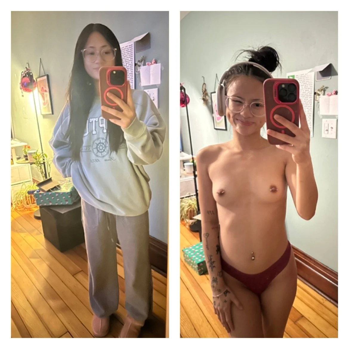 ASian on/off before after amateur image 5