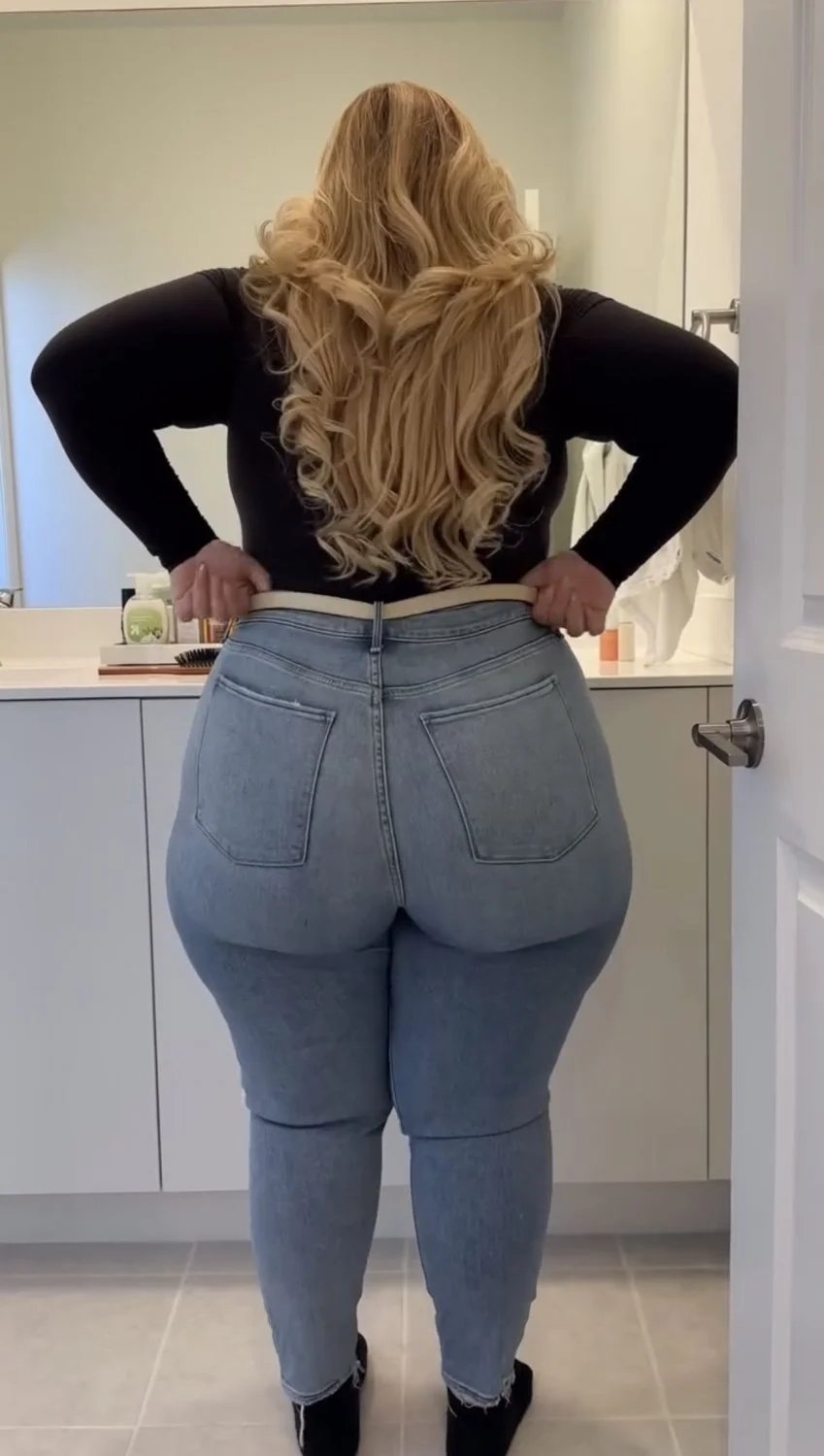 Blonde with big ass in jeans image 2