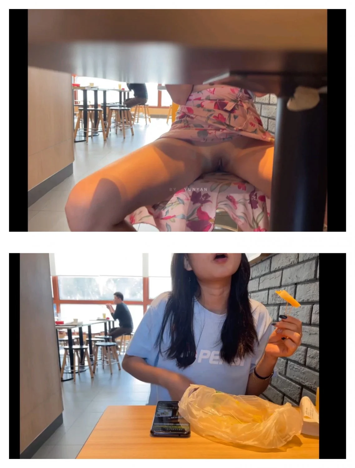 She forgot panties when have lunch main image
