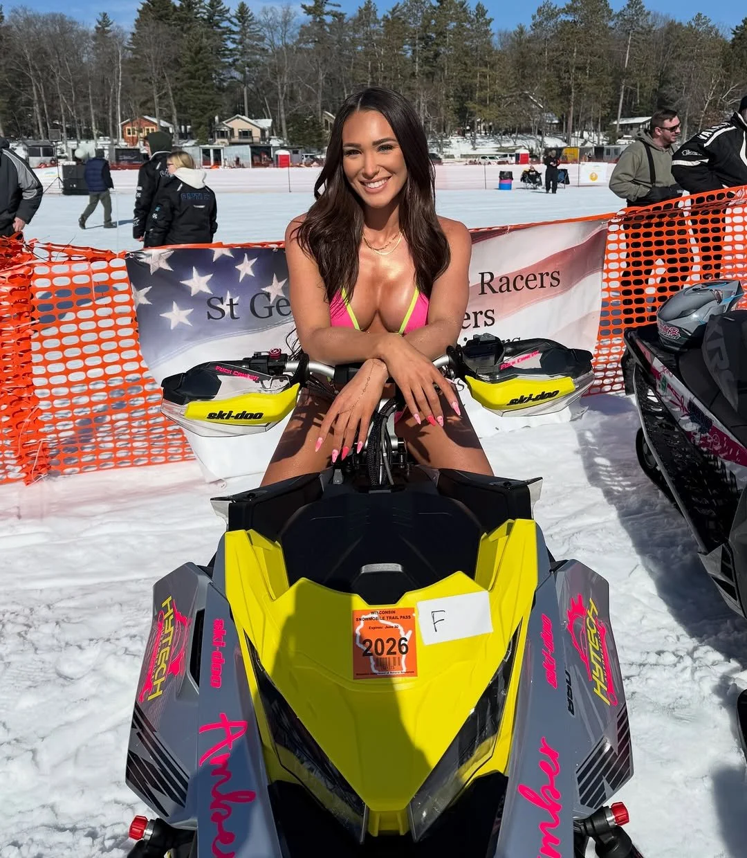 Sexy fitness model & bikini snowmobile racer image 37