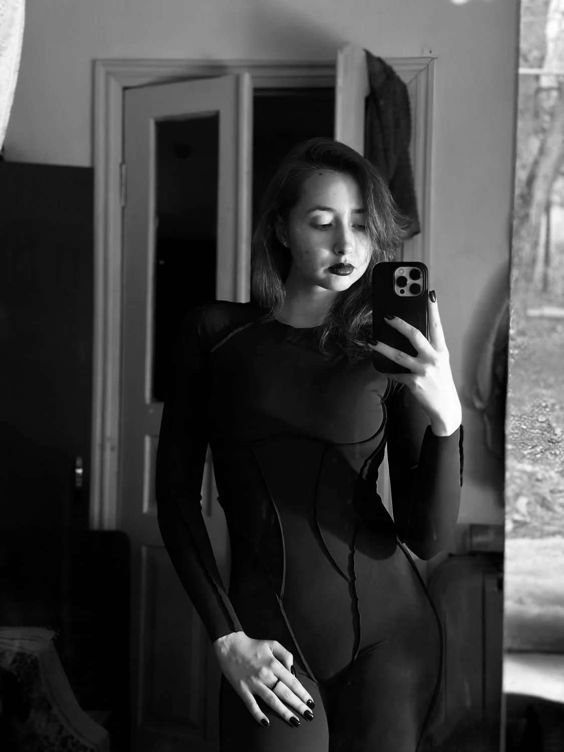 Super hot college girl in black suit main image