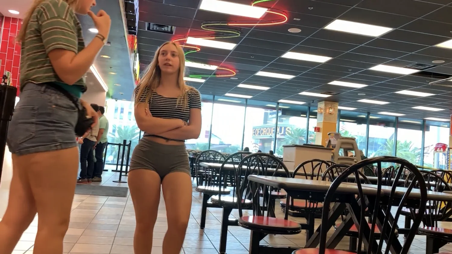 Hot blond in short grey image 9