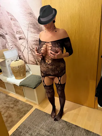 Busty Mature in black bodystockings cover image