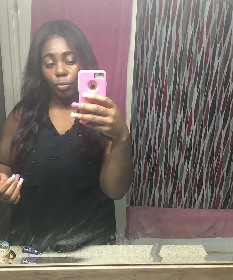Ebony shows her pink phat pussy and large breasts image 11