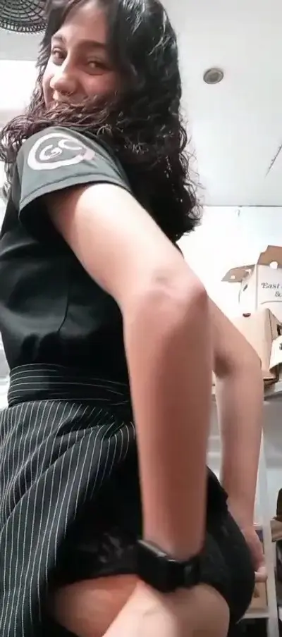 Cute shows off in the work cooler during her shift cover image