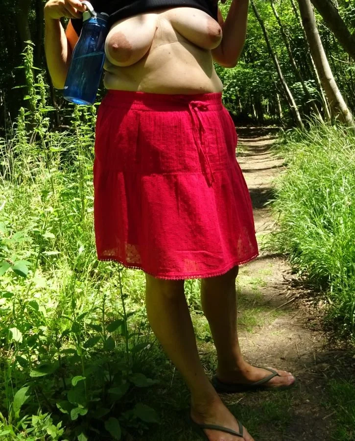 My UK chubby wife topless in public image 8