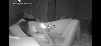 I spy on my sister masturbating and filming her self on the couch cover image