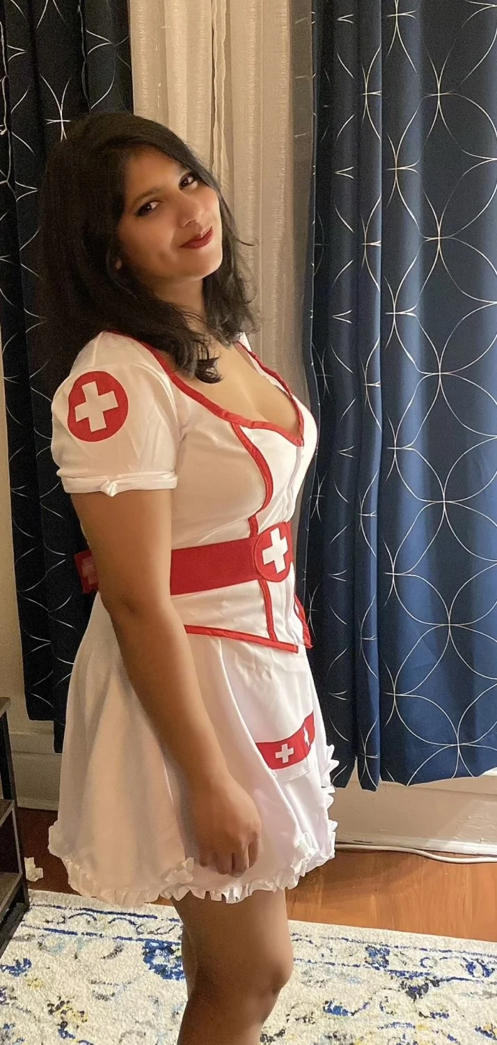 Beautiful desi big titties babe in nurse costume image 1